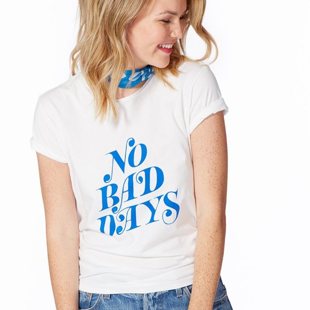 Ban.do No Bad Days Graphic Tee White Cotton Soft Fit Unisex Size M NWT